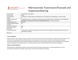 MLR Automatic Transmission/Transaxle And