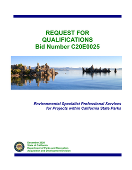 REQUEST for QUALIFICATIONS Bid Number C20E0025