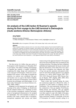 An Analysis of the LNG Tanker Al Nuaman's Speeds During Its First