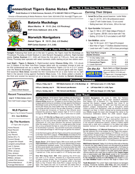 Onnecticut Tigers Game Notes
