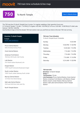 750 Train Time Schedule & Line Route