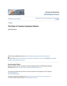 The State of Teacher Evaluation Reform