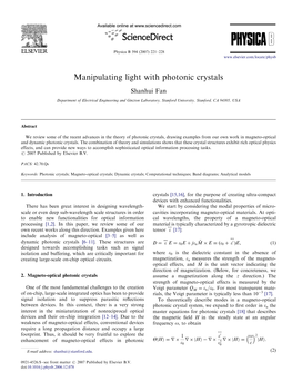 Manipulating Light with Photonic Crystals