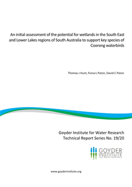 An Initial Assessment of the Potential for Wetlands in the South East and Lower Lakes Regions of South Australia to Support Key Species of Coorong Waterbirds