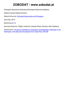 (Coleoptera: Scarabaeidae: Rutelinae) in the Neotropics: New Data and New Species from Costa Rica 199-238 73 (2): 199 – 238 20.8.2015