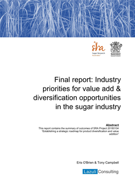 Final Report: Industry Priorities for Value Add & Diversification