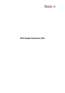 BVCA Budget Submission 2011