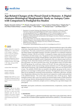 Age-Related Changes of the Pineal Gland in Humans: a Digital Anatomo-Histological Morphometric Study on Autopsy Cases with Comparison to Predigital-Era Studies