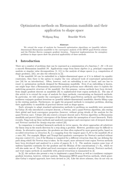 Optimization Methods on Riemannian Manifolds and Their Application to Shape Space