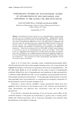 Mecamylamine and Adenosine in the Guinea Pig Isolated Ileum