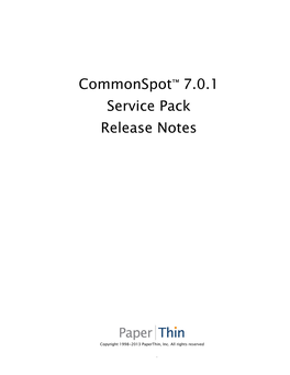 Commonspot™ 7.0.1 Service Pack Release Notes