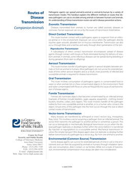 Routes of Disease Transmission