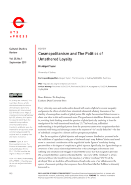 Cosmopolitanism and the Politics of Untethered Loyalty