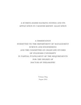 A Scoring-Based Ranking System and Its Application in Cadaver Kidney Allocation