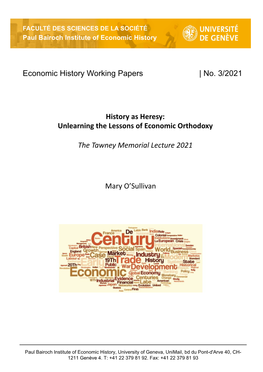 Unlearning the Lessons of Economic Orthodoxy the Tawney Memorial