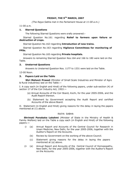 210 Th Session Journals of Rajya Sabha