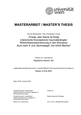 Masterarbeit / Master's Thesis