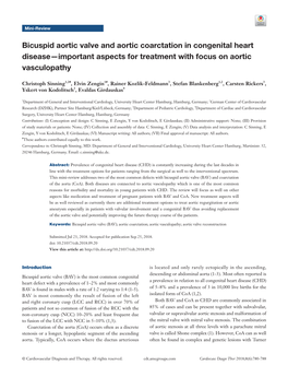 Bicuspid Aortic Valve and Aortic Coarctation in Congenital Heart Disease—Important Aspects for Treatment with Focus on Aortic Vasculopathy