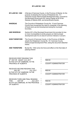 Bylaw 1402 Camrose Wetaskiwin IDP Combined