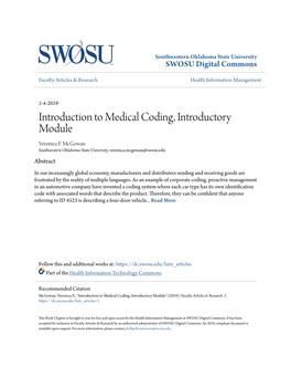 Introduction to Medical Coding, Introductory Module Veronica F