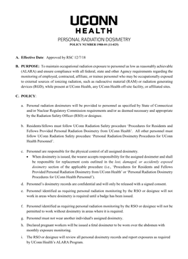 Personal Radiation Dosimetry Policy Number 1988-## (11-025)