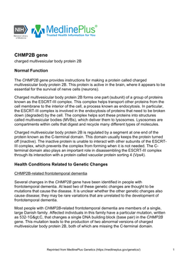 CHMP2B Gene Charged Multivesicular Body Protein 2B