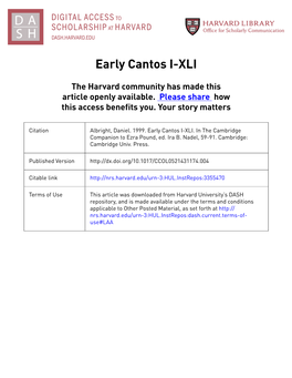 Early Cantos I-XLI