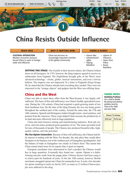 China Resists Outside Influence