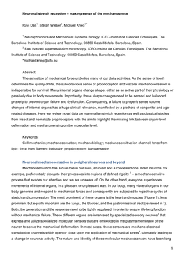 Neuronal Stretch Reception – Making Sense of the Mechanosense Ravi