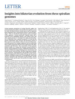 Insights Into Bilaterian Evolution from Three Spiralian Genomes