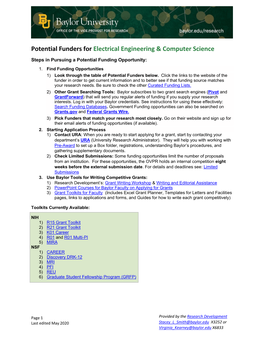 Potential Funders for Electrical Engineering & Computer Science