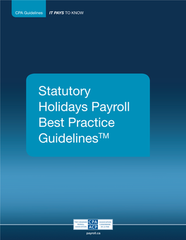 Statutory Holidays Payroll Best Practice Guidelinestm