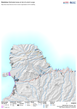 Dominica: Estimated Areas at Risk of a Storm Surge Map Shows Areas That Are at Risk of a Storm Surge Based on 2013 Modelling