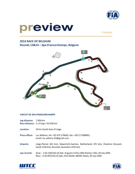2014 RACE of BELGIUM Rounds 13&14 – Spa-Francorchamps