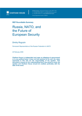 Russia, NATO, and the Future of European Security