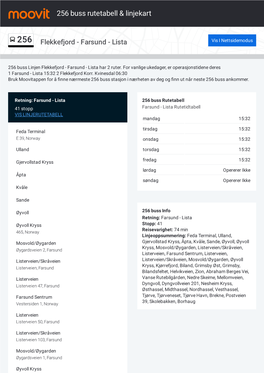 256 Buss Rutetabell & Linjerutekart