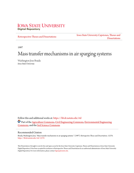 Mass Transfer Mechanisms in Air Sparging Systems Washington Jose Braida Iowa State University