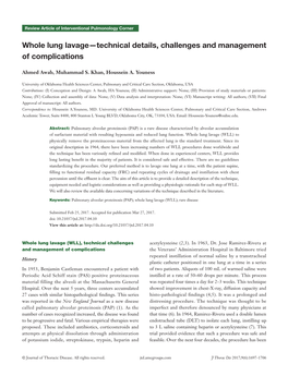 Whole Lung Lavage—Technical Details, Challenges and Management of Complications