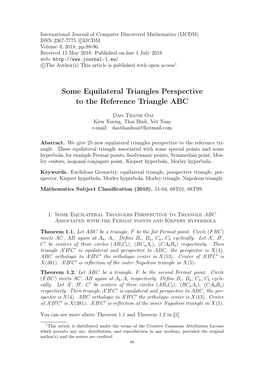 Some Equilateral Triangles Perspective to the Reference Triangle ABC