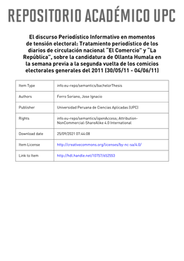 El Discurso Periodístico Informativo En Momentos De Tensión Electoral