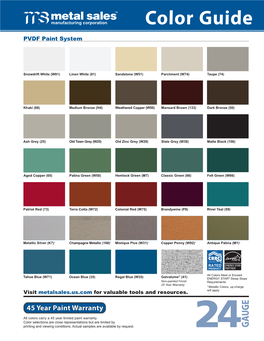 Color Guide Metalsales.Us.Com PVDF Paint System