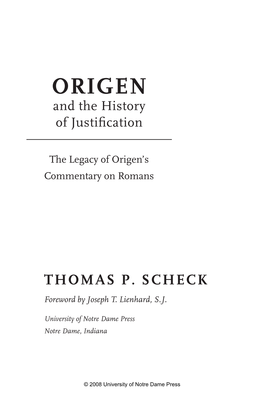 ORIGEN and the History of Justiﬁcation