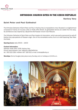 ORTHODOX CHURCH SITES in the CZECH REPUBLIC Karlovy Vary Saint Peter and Paul Cathedral