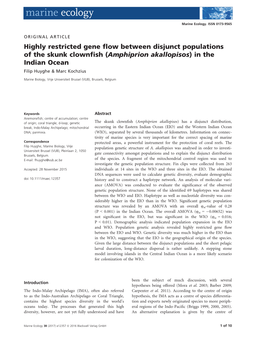 Highly Restricted Gene Flow Between Disjunct Populations of the Skunk