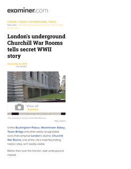London's Underground Churchill War Rooms Tells Secret WWII Story