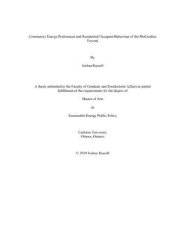 Community Energy Preferences and Residential Occupant Behaviour of the Mocreebec Eeyoud