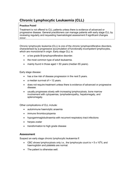 Chronic Lymphocytic Leukaemia (CLL)