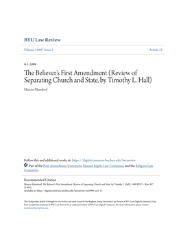 The Believer's First Amendment (Review of Separating Church and State, by Timothy L