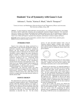 Students' Use of Symmetry with Gauss's