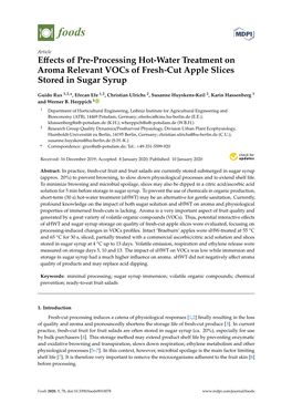 Effects of Pre-Processing Hot-Water Treatment on Aroma Relevant